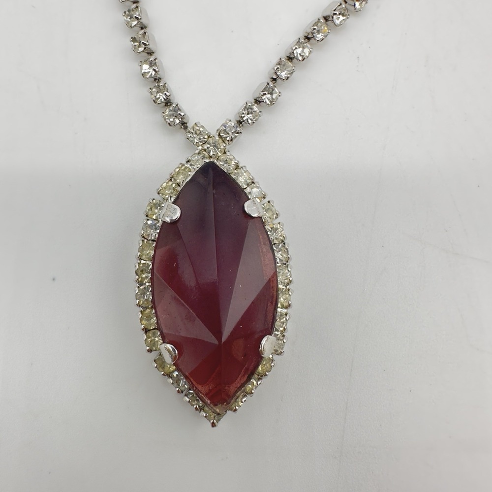 Vintage Rivoli Rhinestone Necklace Unsigned Designer Elegant Estate
